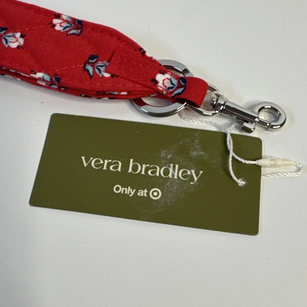 NEW Vera Bradley Bluebell Ditsy Hibiscus Wide Wristlet Strap Key Ring